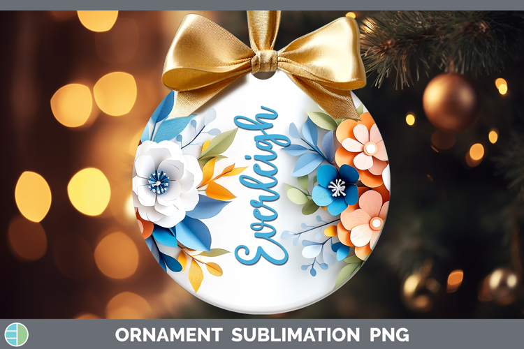 Add Name 3D Flowers Ornament Sublimation Bauble Designs