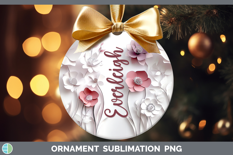 Add Name 3D Flowers Ornament Sublimation Bauble Designs