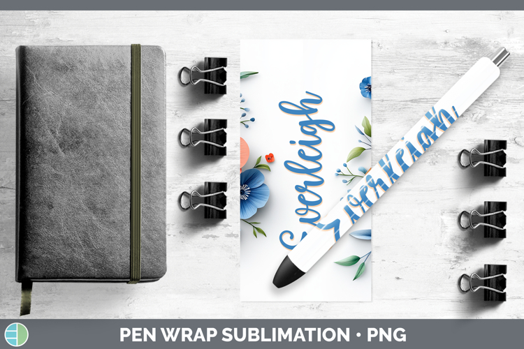 Add Name 3D Flowers Pen Wrap Sublimation Pen Designs