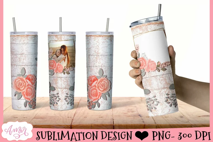 Floral photo tumbler template for sublimation