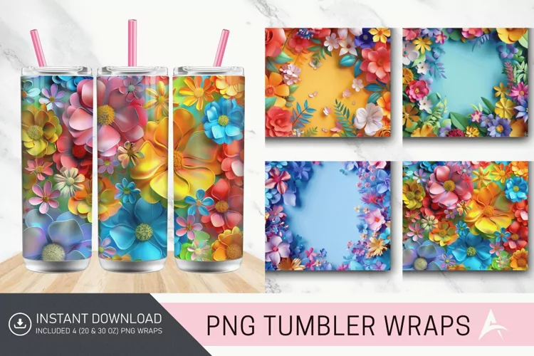 3D Floral Tumbler Wrap