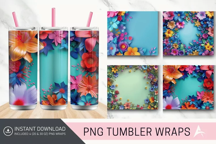 3D Floral Tumbler Wrap