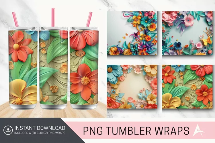 3D Floral Tumbler Wrap