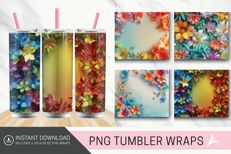 3D Floral Tumbler Wrap