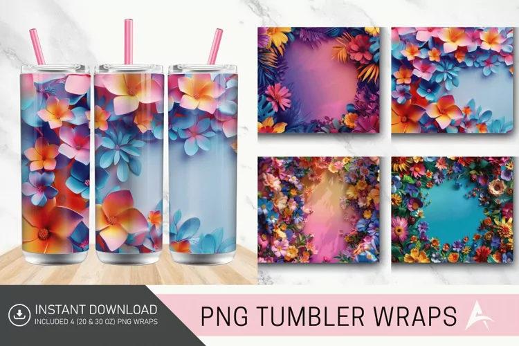 3D Floral Tumbler Wrap