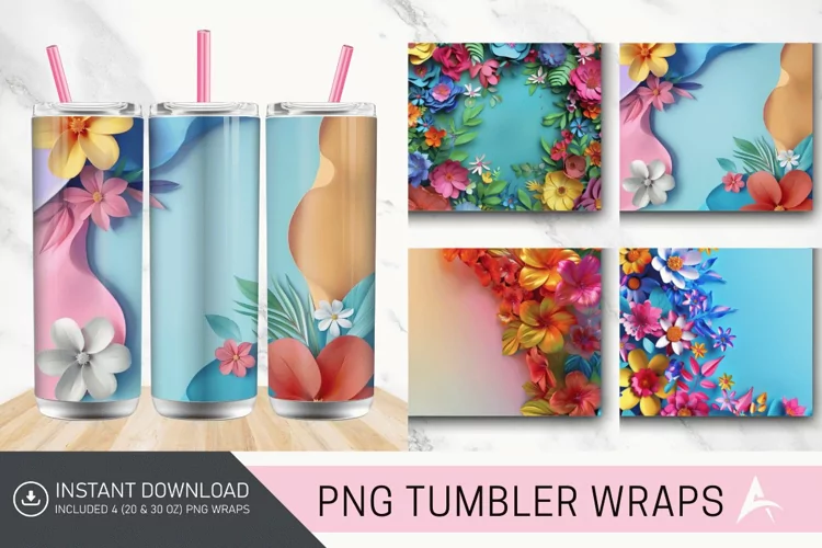 3D Floral Tumbler Wrap