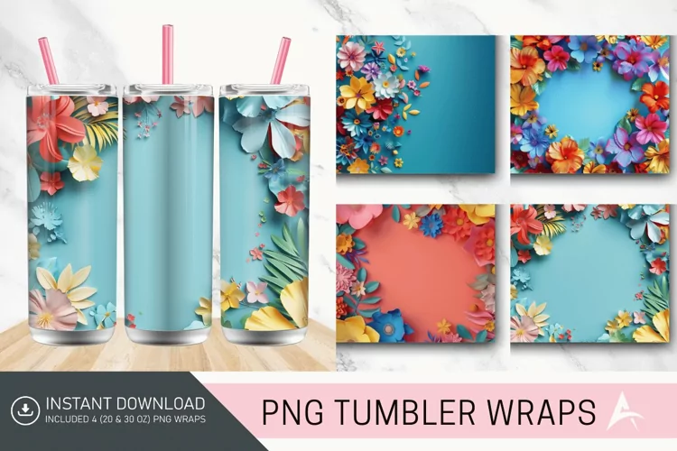 3D Floral Tumbler Wrap