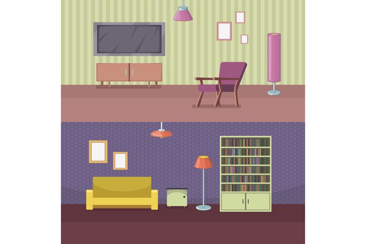 Furniture horizontal banner set with house accessories example image 1