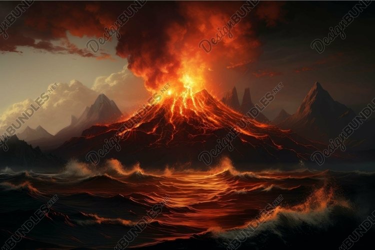 Dusk Example Majestic volcanic eruption at dusk (4303391)