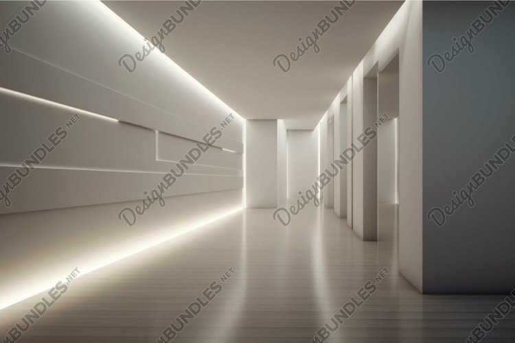Minimalist modern hallway with ambient lighting example image 1