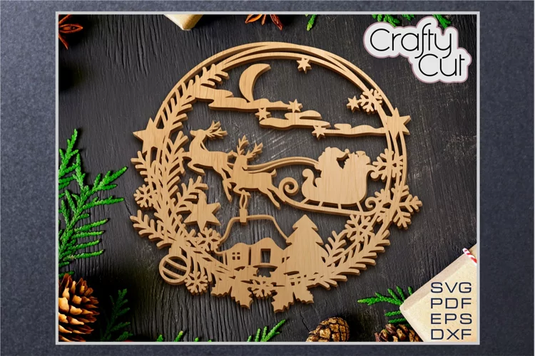 Christmas Wreath - Christmas laser cut decor - SVG file