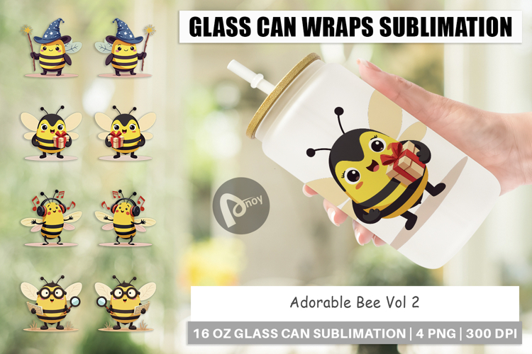 Glass Can Adorable Bee