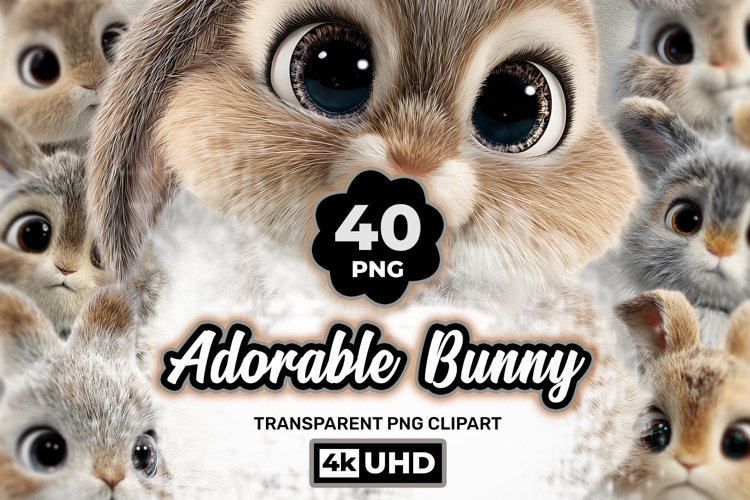 Cute Bunny 40 PNG Clipart Bundle 4K UHD Design Bundles