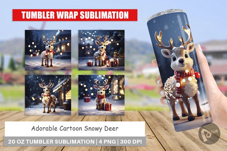 Tumbler Wrap Adorable Snowy Deer