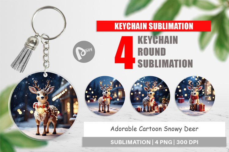 Keychain Adorable Snowy Deer