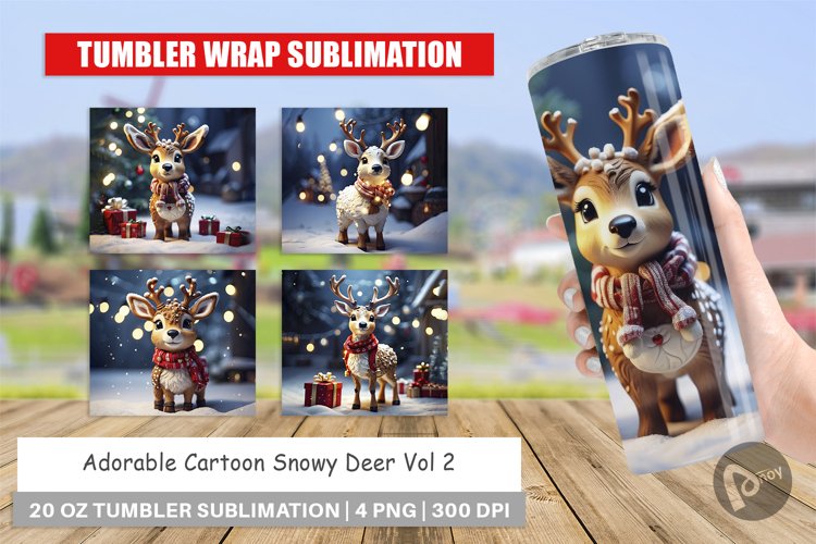 Tumbler Wrap Adorable Snowy Deer