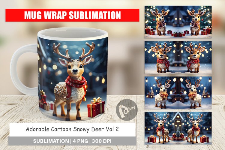 Mug Wrap Design Adorable Snowy Deer