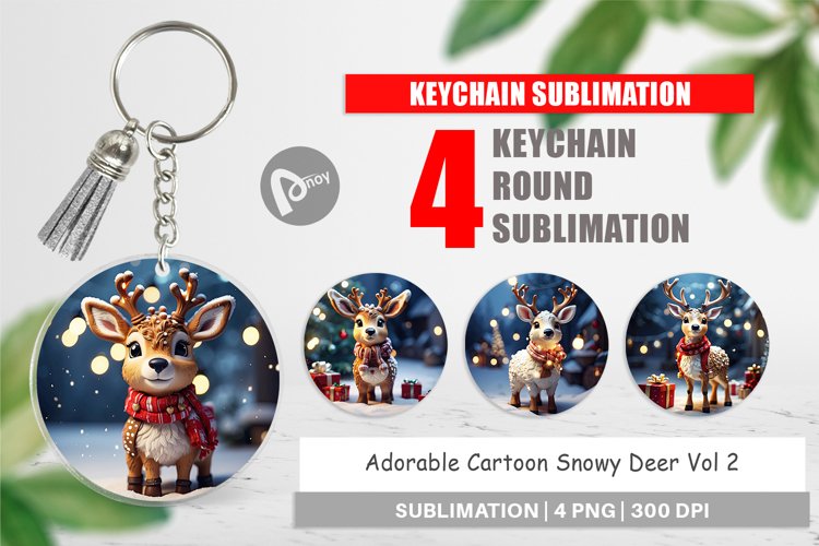 Keychain Adorable Snowy Deer
