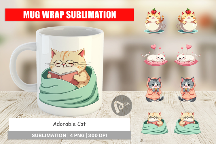 Mug Wrap Adorable Cat