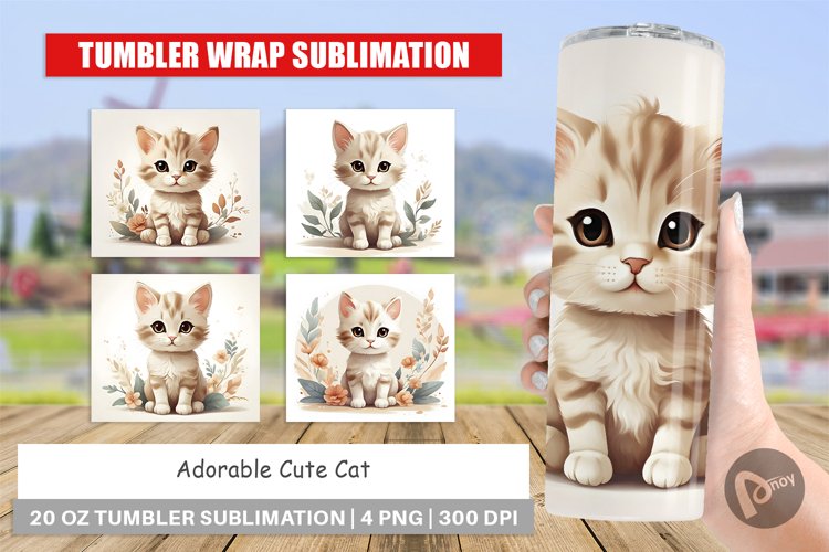 Tumbler Sublimation Wrap Adorable Cute Cat