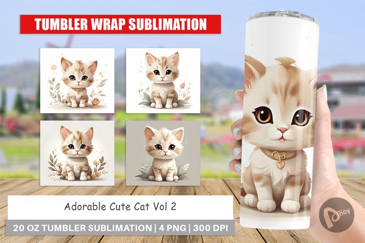 Tumbler Sublimation Wrap Adorable Cute Cat