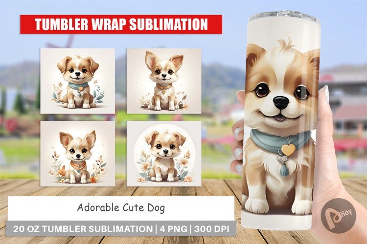 Tumbler Sublimation Wrap Adorable Cute Dog