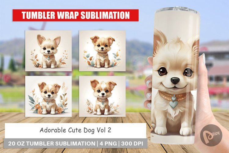 Tumbler Sublimation Wrap Adorable Cute Dog