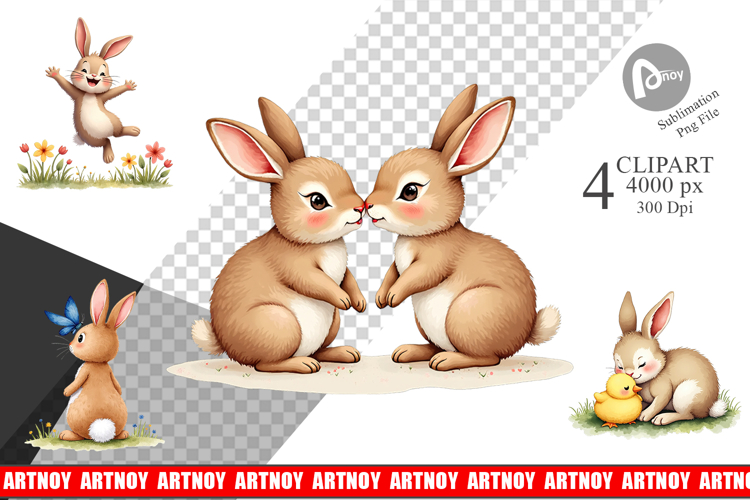 Fluffy Easter Bunnies Clipart