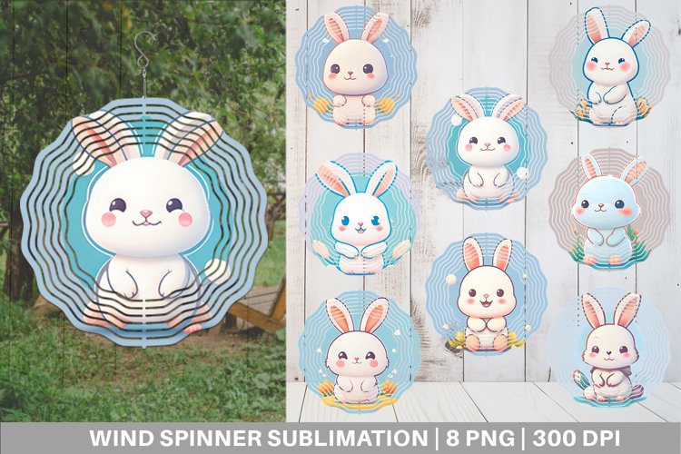 Wind Spinner Adorable Kawaii Bunny | Sublimation Spinner Des