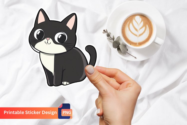 Adorable Kawaii Cat Sticker, Cute Animal Sticker