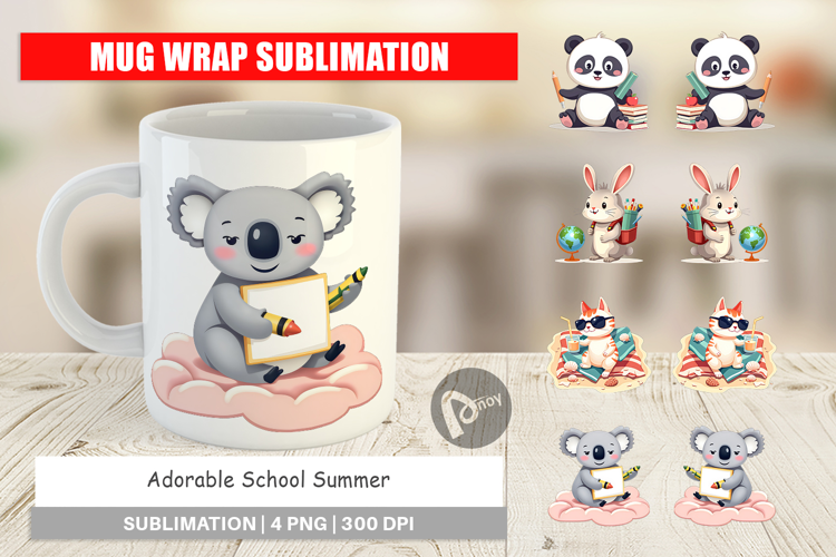 Mug Wrap Adorable School Summer