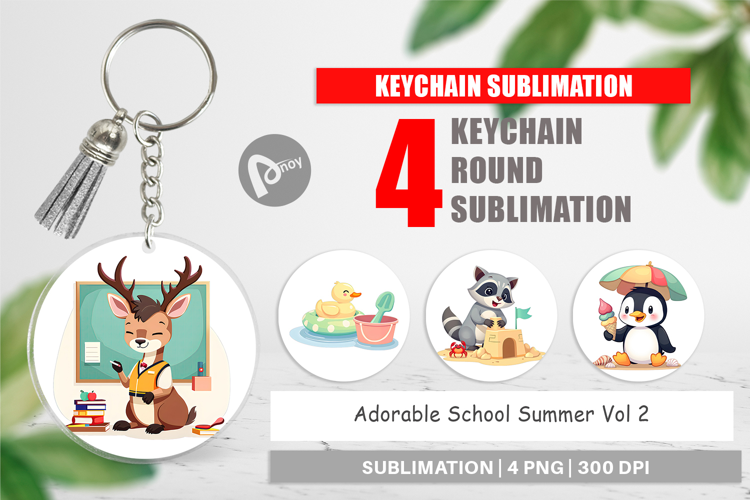 Keychain Adorable School Summer