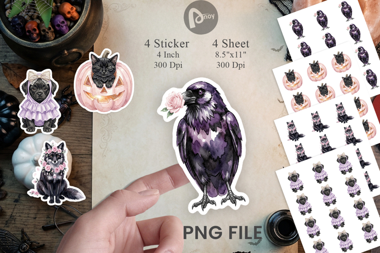 Spooky Coquette Animals Sticker example image 1