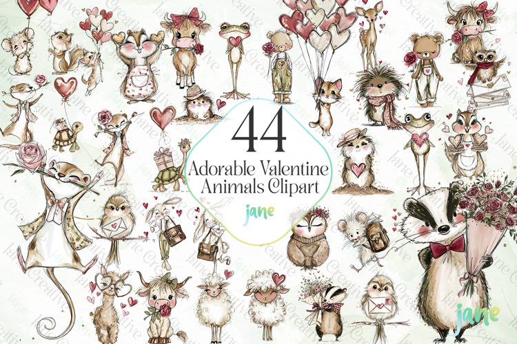 Adorable Valentine Animals Clipart