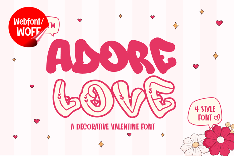 Adore Love | Chubby Valentine Decorative Webfont