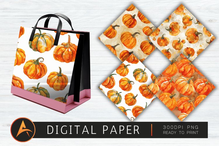 Watercolor Pumpkin Pattern Digital Paper