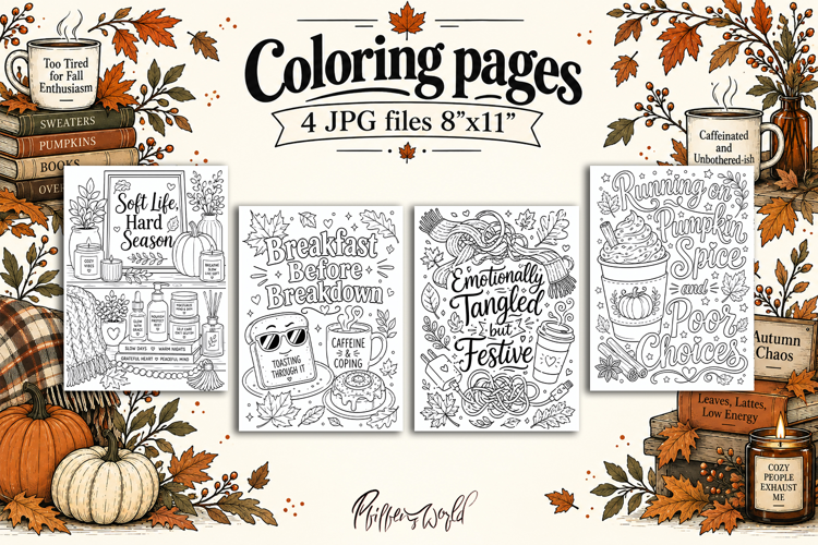 Funny Fall Adult Coloring Pages | Sarcastic Autumn Quotes