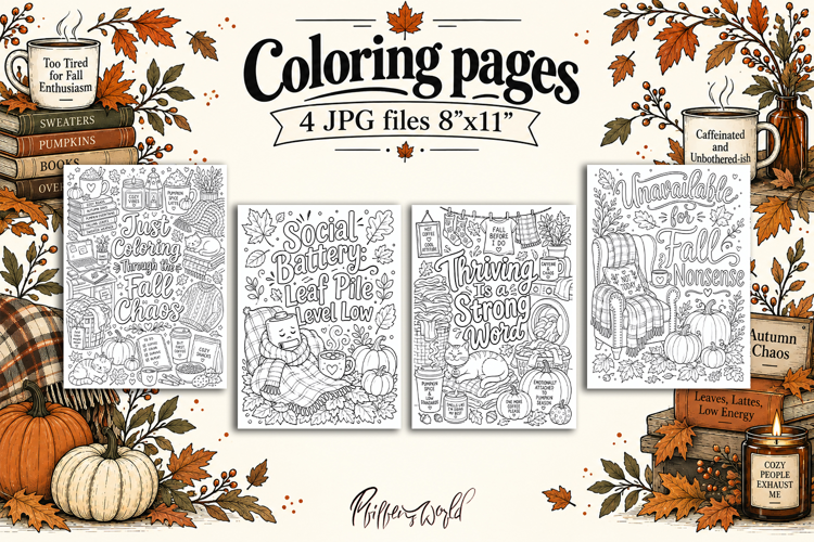 Funny Fall Adult Coloring Pages | Autumn Humor | Funny Quote