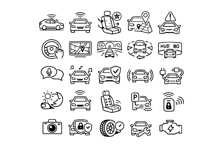 Advanced Car Menu Outline Icon Set Design example image 1