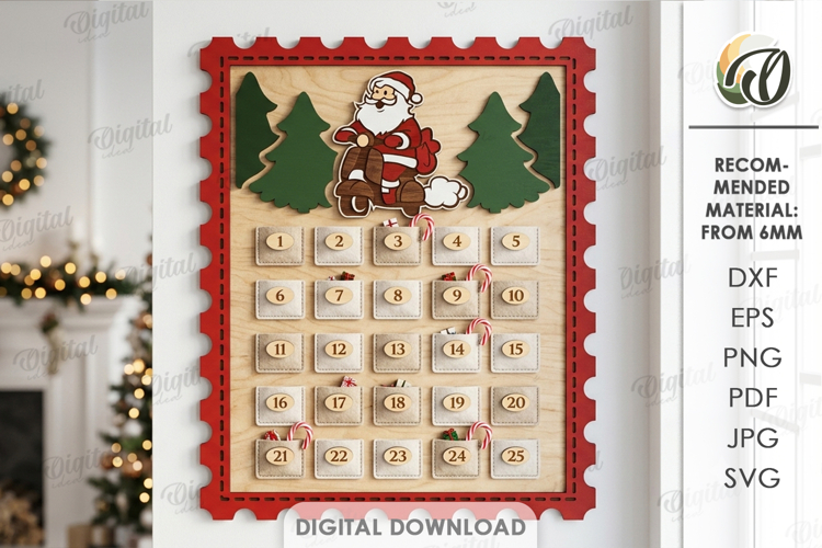 Advent Calendar Base Laser Cut. Christmas Countdown SVG