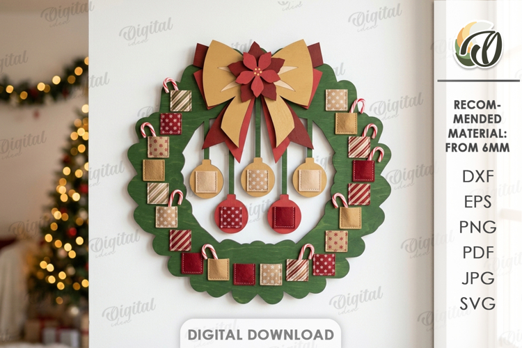 Advent Calendar Base Laser Cut. Christmas Countdown SVG