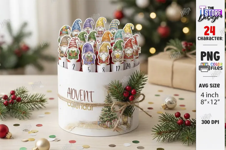 Christmas Chocolate Advent Calendar PNG | Christmas Gnomes