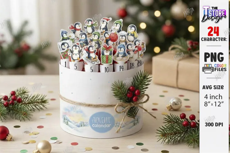 Christmas Chocolate Advent Calendar PNG | Christmas Penguins