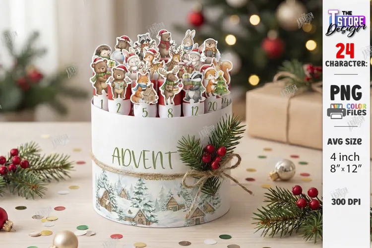 Christmas Chocolate Advent Calendar PNG | Forest Animals SVG