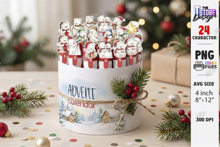 Christmas Chocolate Advent Calendar PNG | Polar Bears | PNG example image 1