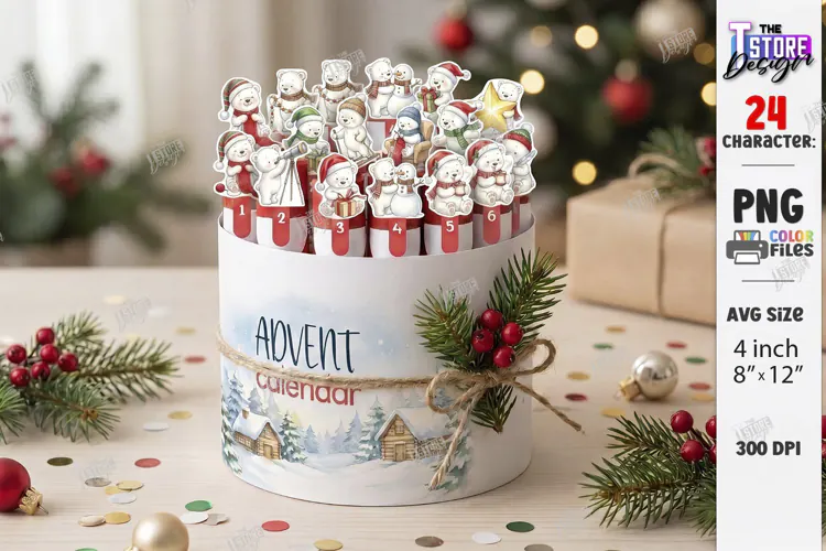 Christmas Chocolate Advent Calendar PNG | Polar Bears | PNG