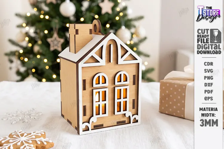 3D Wooden Advent Wreath House Laser Cut | Advent Calendar