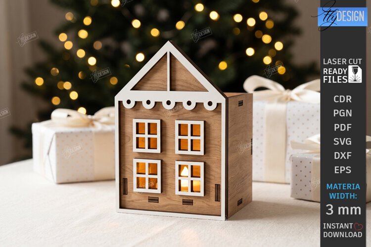 Christmas Advent Wreath Village Houses | Advent Calendar SVG example image 1