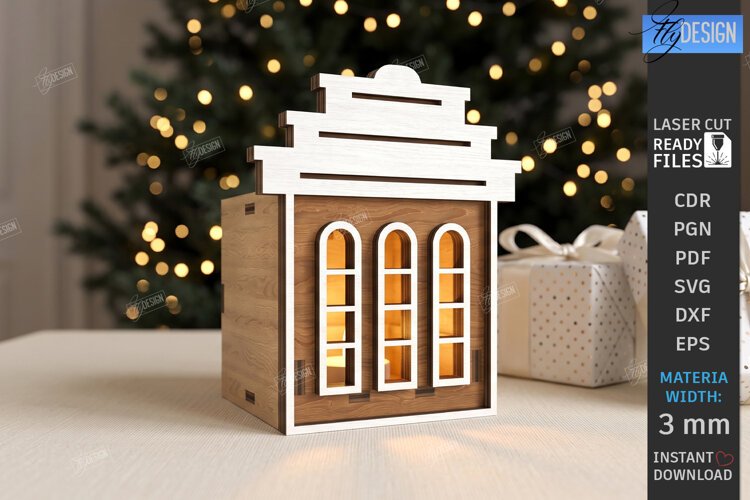 Christmas Advent Wreath Village Houses | Advent Calendar SVG example image 1