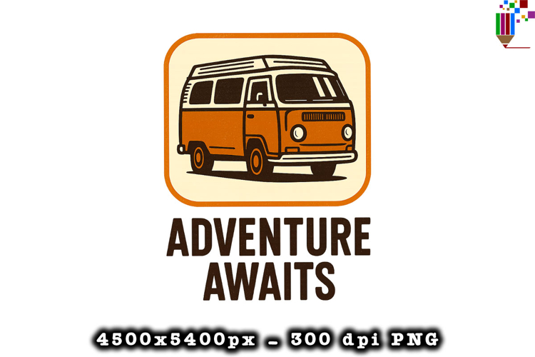 Adventure Awaits Camper Van PNG File